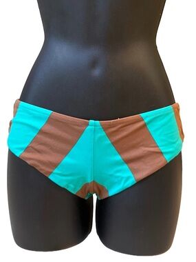 Victoria's Secret Teal and Brown Cheeky Colorblock Bikini Bottoms